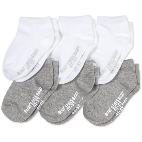 Burt's Bees Baby Organic Ankle & Crew Socks with Non-Slip Grips, 6-Pack