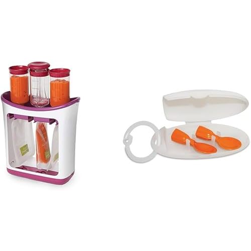 Infantino Squeeze Station for Homemade Baby Food, Pouch Filling Station for Puree Food for Babies and Toddlers, Dishwasher Safe and BPA-Free & Couple a Spoons
