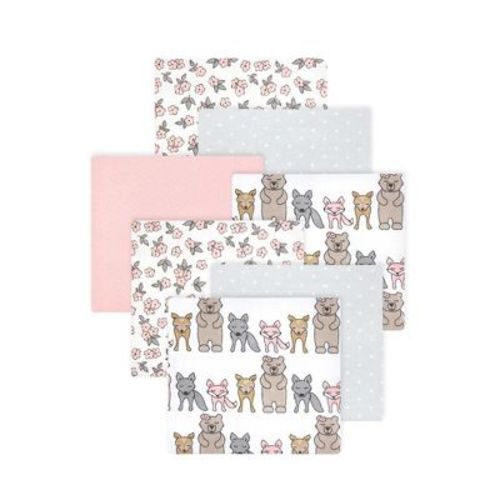 Luvable Friends Hudson Baby Flannel Receiving Blankets 7pk, Woodland Bloom Pink