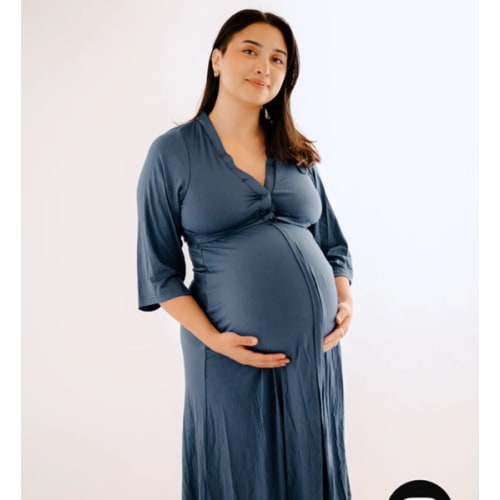 Lila Labor & Postpartum Gown in Midnight Blue