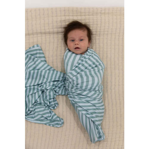MUTED TEAL + BLUE STRIPE | SWADDLE