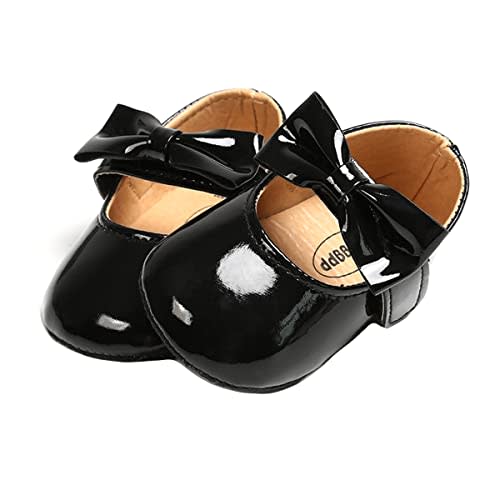 Baby Girls Mary Jane Flats with Bowknot Floral Princess Wedding Dress Shoes Soft Newborn Infant Crib First Walkers Prewalker