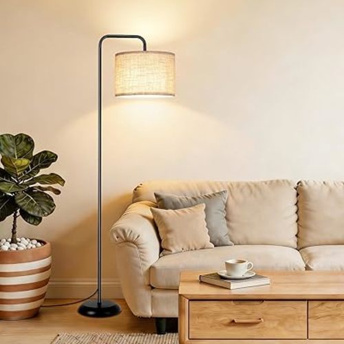 TJOY Floor Lamp for Living Room, Floor Lamp with 12W 3 Color Temperatures Bulb, Metal Standing Lamp with Extended Arm, Modern ARC Standing Lamp for Bedroom, Couch, Reading Nook, Office &Nursery, Black