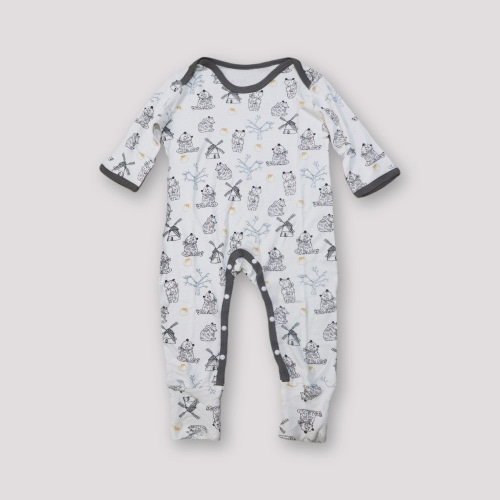 Organic Cotton Bodysuit with Fold-over Mittens & Footies