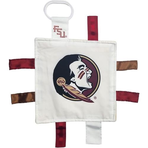 The Learning Lovey Florida State University Baby Tag Toy - College Baby Sensory Crinkle Toys - Soft & Safe - Ideal Baby Stroller Toy - BPA Free w/Stroller Clip (8" x 8" Tag Toy)