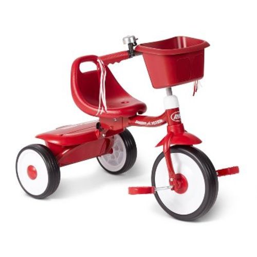 Radio Flyer Fold 2 Go Trike with Bucket: Steel Frame, Plastic Pedals, Ages 1.5-3 Years