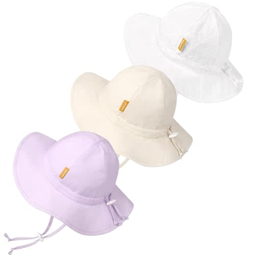 Baby Girl Sun Hat with UPF 50+ Outdoor Adjustable Toddler Beach Hat with Wide Brim Bucket Hats for Kids