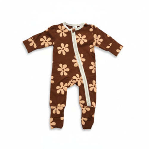 Long Sleeve Sleepsuit - Chocolate Floral – Mini Zali