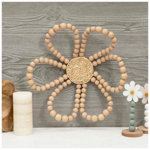 Beaded Flower Wood Wall Decor