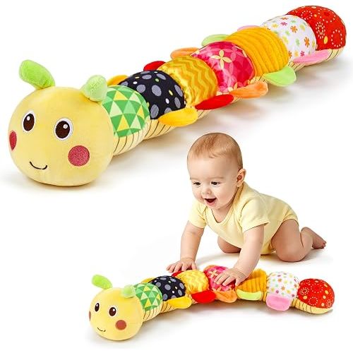 Topsochir Baby Caterpillar Toys 0-3-6 Month Musical Stuffed Animal Plush Tummy Time Toy for Infant 6-12 Month Teething Sensory Toy with Crinkle Rattle Babies 0 2 3 4 5 6 Month Newborn Birthday Gifts