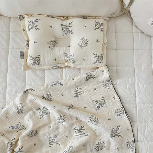 Floral Muslin Pillow & Blanket Set