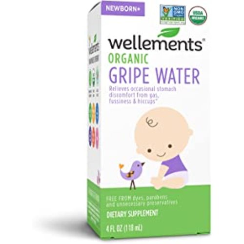 Wellements Organic Gripe Water, 4 Fl Oz, Eases Baby's Stomach Discomfort and Gas