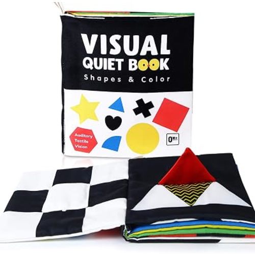 beiens High Contrast Baby Book, Touch and Feel Crinkle Sensory Toy