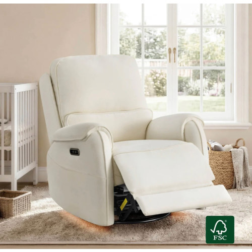 Alicia Power Swivel Nursery Glider Recliner with Nightlight