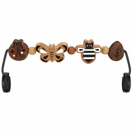 iGRATENS Baby Bjorn Bouncer Toy Bar - Toy Bar for Baby Bouncer Soft & Bliss, Easy to Attach and Remove, 360Rotating Natural Wooden Toys, Exciting Design for Curious Babies, Insects Paradise