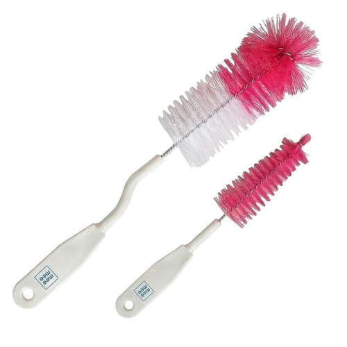 Mee Mee Nylon Bottle Brush with Nipple Cleaner | 360° Rotating Handle | High-Density Soft Bristles | Scratch-Free Cleaning