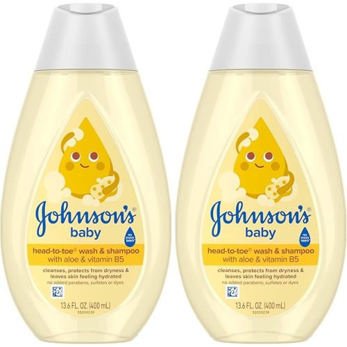 Johnson's Head-to-Toe Gentle Tear-Free Baby & Newborn Wash & Shampoo, Sulfate-, Paraben- Phthalate- & Dye-Free, Hypoallergenic Wash for Sensitive Skin & Hair, 27.1 fl. Oz (Pack of 2)
