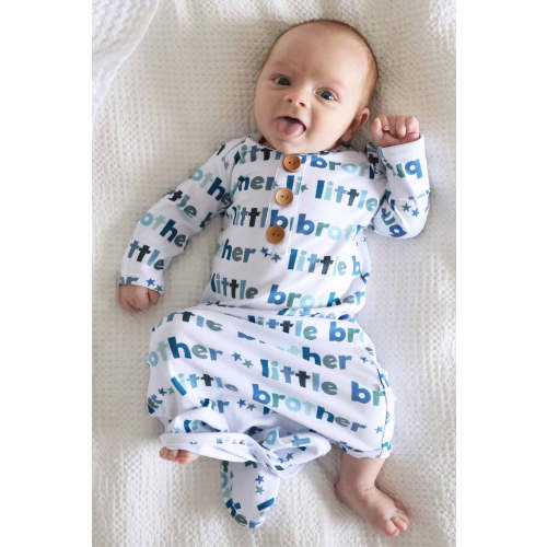 Little Brother Newborn Baby Knot Gown & Hat Set