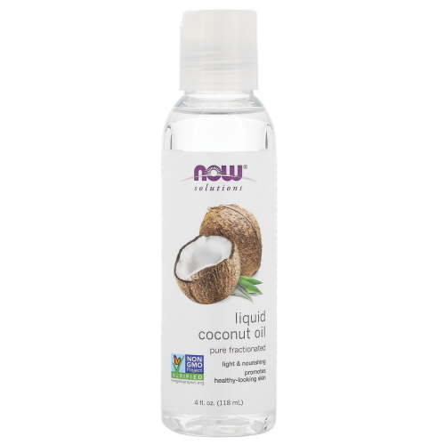 NOW Foods Pure Fractionated Liquid Coconut Hair Oil, 4 fl oz