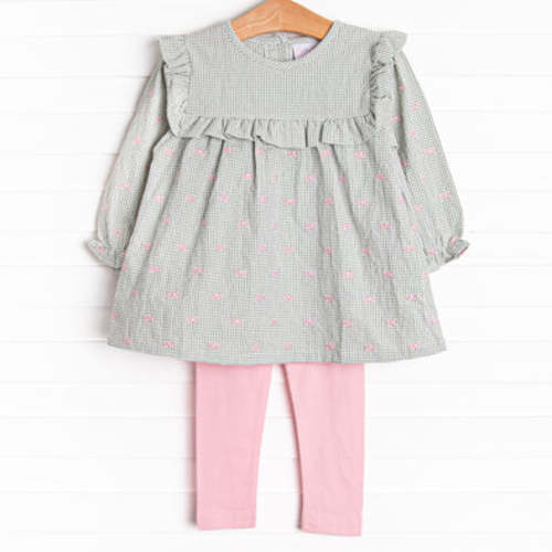 Brooksy Bows Embroidered Legging Set, Green Gingham – Stitchy Fish