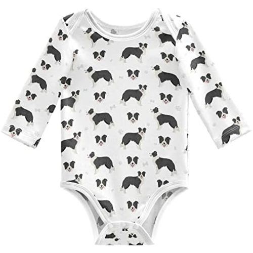 vvfelixl Baby Bodysuits Black Pug White Long Sleeve Cotton Baby Clothes For Boys Girls 0-24 Months