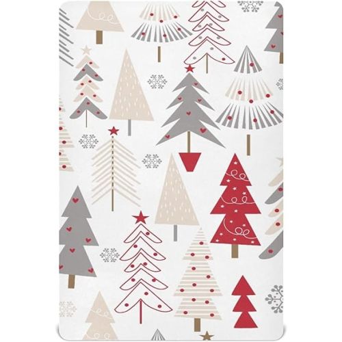 CEBUGI Stretchy Crib Sheet for Baby Boy Girl,Cute Christmas Trees Portable Mini Fitted Pack N Play Playard Sheet for Neutral,Ultra Soft Material,Full Standard Toddler Mattresses,S