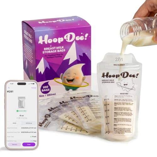 Breast Milk Storage Bags Freezer BPA-Free, 100ct 6 oz | Breastmilk Bags for Pumping & Storing with Free App Integration, Pre-Sterilized Reusable Breast Milk Storage Bag,6 oz