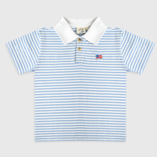Luigi Boys' Short Sleeve Stripe Flag Polo | $36.00 | Saint Bernard