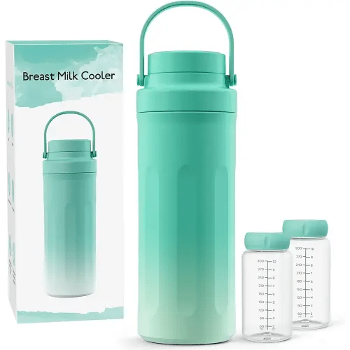 22oz Portable Breast Milk Cooler for Work & Travel, Breastmilk Cooler with 360° Total Cooling for 24 Hours & Leak-Proof Dual-Bottle for Breastfeeding Moms' All-Day Needs