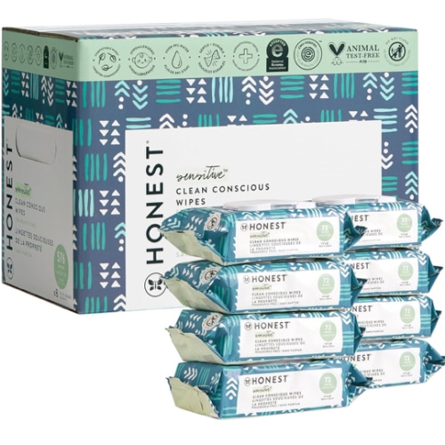 Amazon.com: The Honest Company Clean Conscious Unscented Wipes | Over 99% Water, Compostable, Plant-Based, Baby Wipes | Hypoallergenic for Sensitive Skin, EWG Verified | Balance Blues, 576 Count