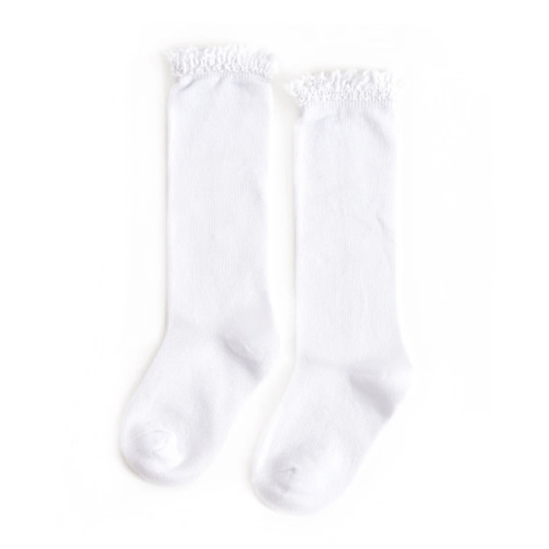 White Lace Top Knee High Socks