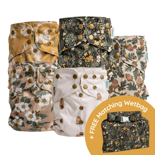 Winter Buds Value Bundle + Free Matching Roll Top Wet Bag – Kinder Cloth Diaper Co.