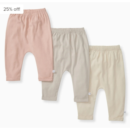 Solid Organic Cotton Baby Pants 3 Pack - Pink Sand