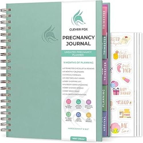 Clever Fox Pregnancy Journal & Memory Book - Pregnancy Planner & Notebook for Expecting Moms – Baby Keepsake, First Time Moms Gift (Mint Cream, 9" x 10.5")