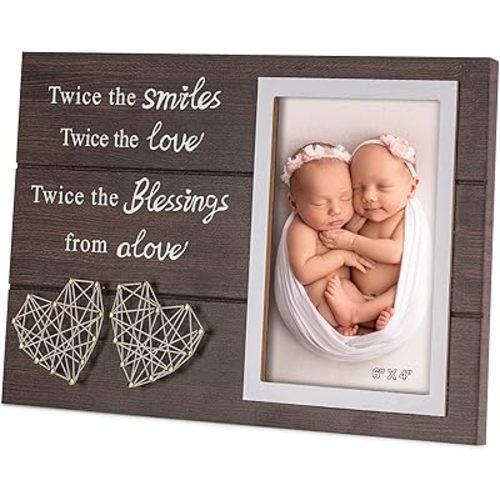 Yakucho Twins Baby Picture Frame Gift for Baby Shower Parents New Mom Dad, Photo Frame Gifts for Friend Daughter
