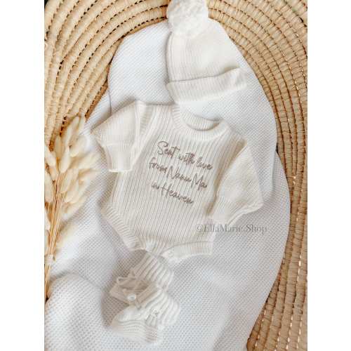 Newborn coming home outfit, sent with love, memorial baby romper, sent with a kiss handpicked for earth heaven, custom baby announcement