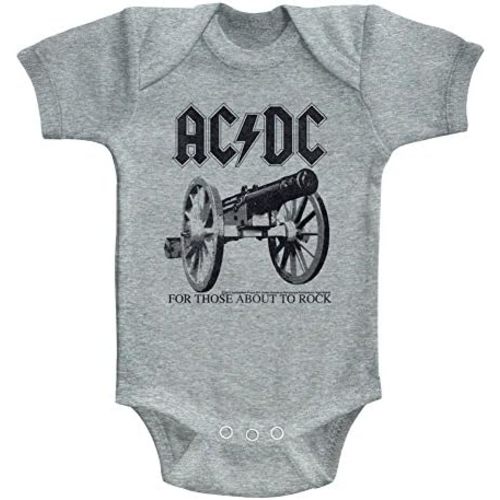 ACDC About to Rock Again Gray Heather Infant Baby Creeper Snapsuit Romper