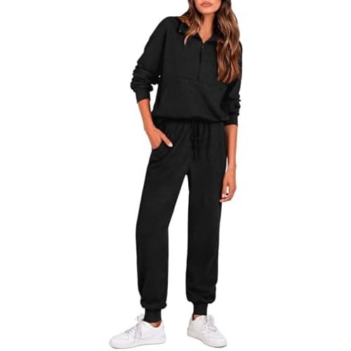 PRETTYGARDEN Airport Travel Outfit Women Ribbed Knit Matching Lounge Sets