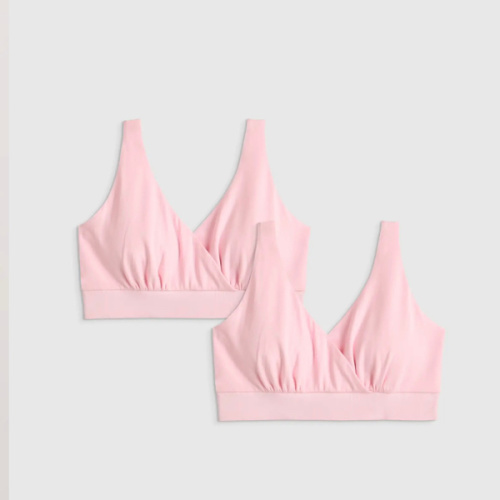 Organic Cotton Nursing & Sleep Bra (2-pack) - Maternity & Post-partum in Light Pink