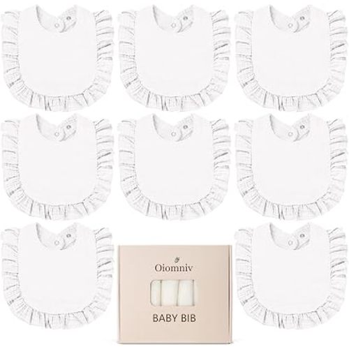 Oiomniv Muslin Baby Bibs, 100% Cotton Bandana Drool Bibs Soft Cotton Adjustable Unisex Newborn, Toddler for Drooling Teething
