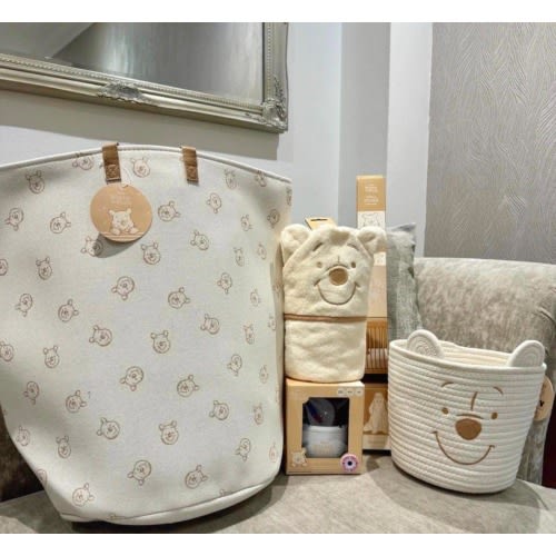 Beautiful Disney Winnie the Pooh Ultimate Baby Nursery Bedroom Set Up - Gender Neutral & Ready to Gift with Wall Art, Towel, Light Projector