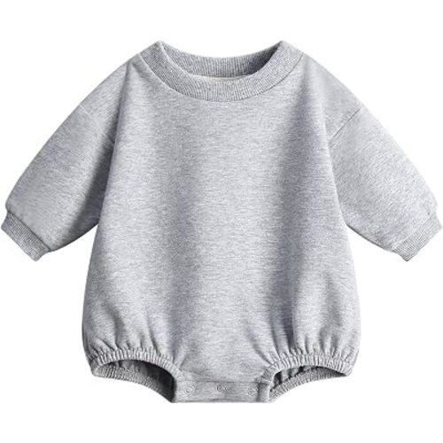 Bafeicao Baby Boy Girl Sweatshirt Romper Bubble Romper | Organic Cotton,Oversized,Solid Color,Long Sleeve,Warm Fall Winter