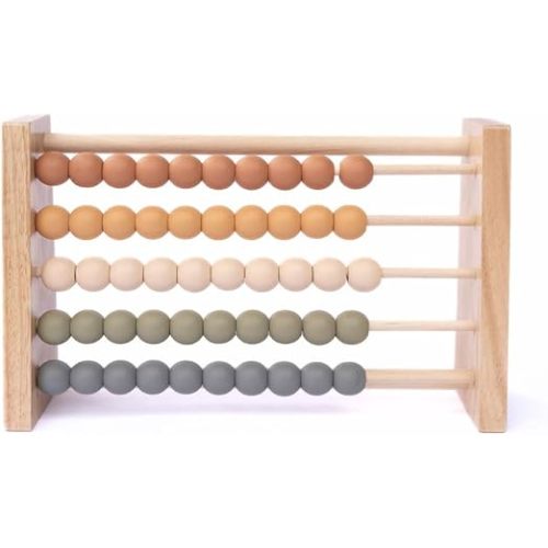 Boho Abacus - STEM Toy- Boho Nursery Decor and Playroom Decor- Math Toddler Toy with Beads- Montessori Toys - Aesthetic Modern Educational Wooden Toys