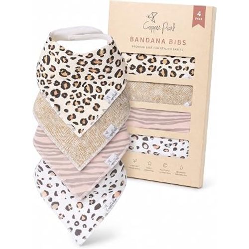 Copper Pearl Baby Bibs 4 Pack & 6 Pack, Bandana Drool Bibs for Baby Girl & Boy, Soft Cotton Bibs for Drooling and Teething