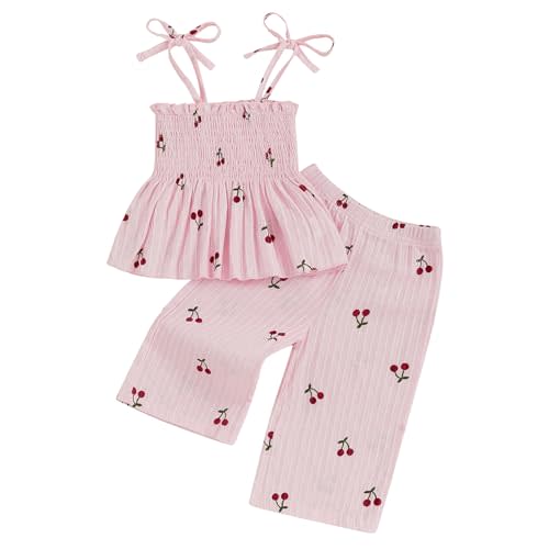 Mubineo Toddler Baby Girl Summer Fall Clothes Cute Sleeveless Tops Pant Outfits Set Infant Strap Boho Princess Outfit