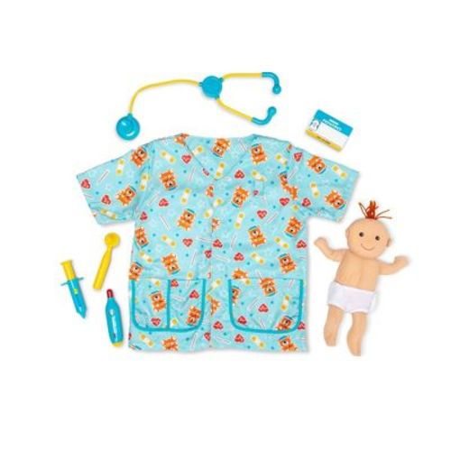 Melissa & Doug Pediatric Nurse Role Play Costume Set (8pc) - Includes Baby Doll, Stethoscope: Educational Toy Kit