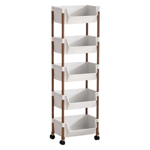 Multicolor Multi Layer Storage Cart With Wheels Mobile Storage Rack For Living Room Bedroom Kitchen Organizers Easy Assembly Space Saving Plastic Design
