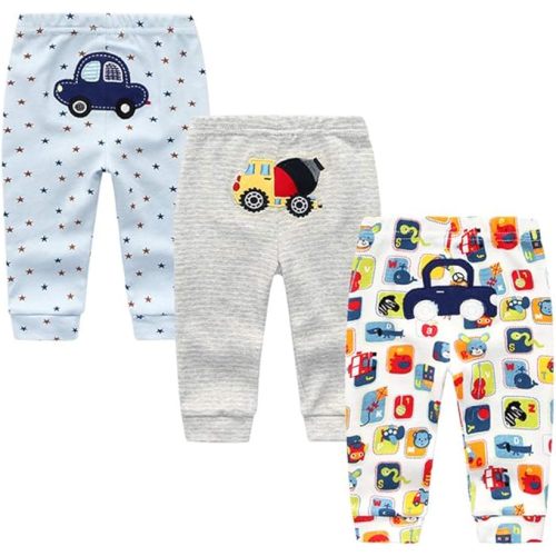 Unisex Newborn Baby Cotton 4-Pack Pants Embroidery Pringting Casual Leggings 0-24 Months for Boys and Girls