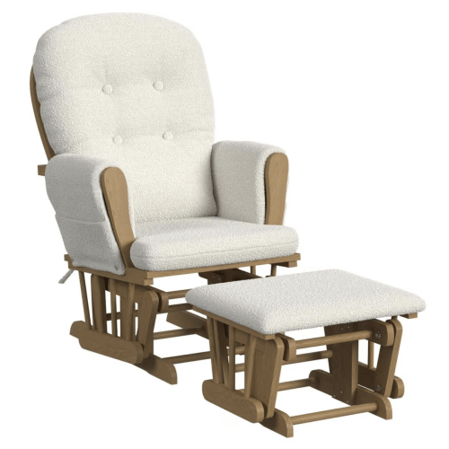 Eastern Shore Kennedy Rocker Glider Chair with Ottoman in Vanilla