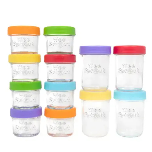 WeeSprout | Glass Baby Food Jars Airtight Containers with Lids